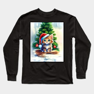 Christmas Kitten Long Sleeve T-Shirt